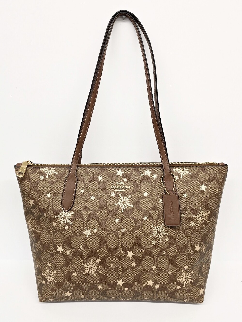 Coach Signature Snowflake Zip Top Shoulder Tote